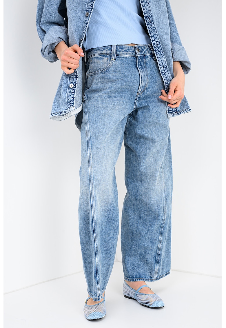 Blugi cu croiala ampla si talie medie - Albastru