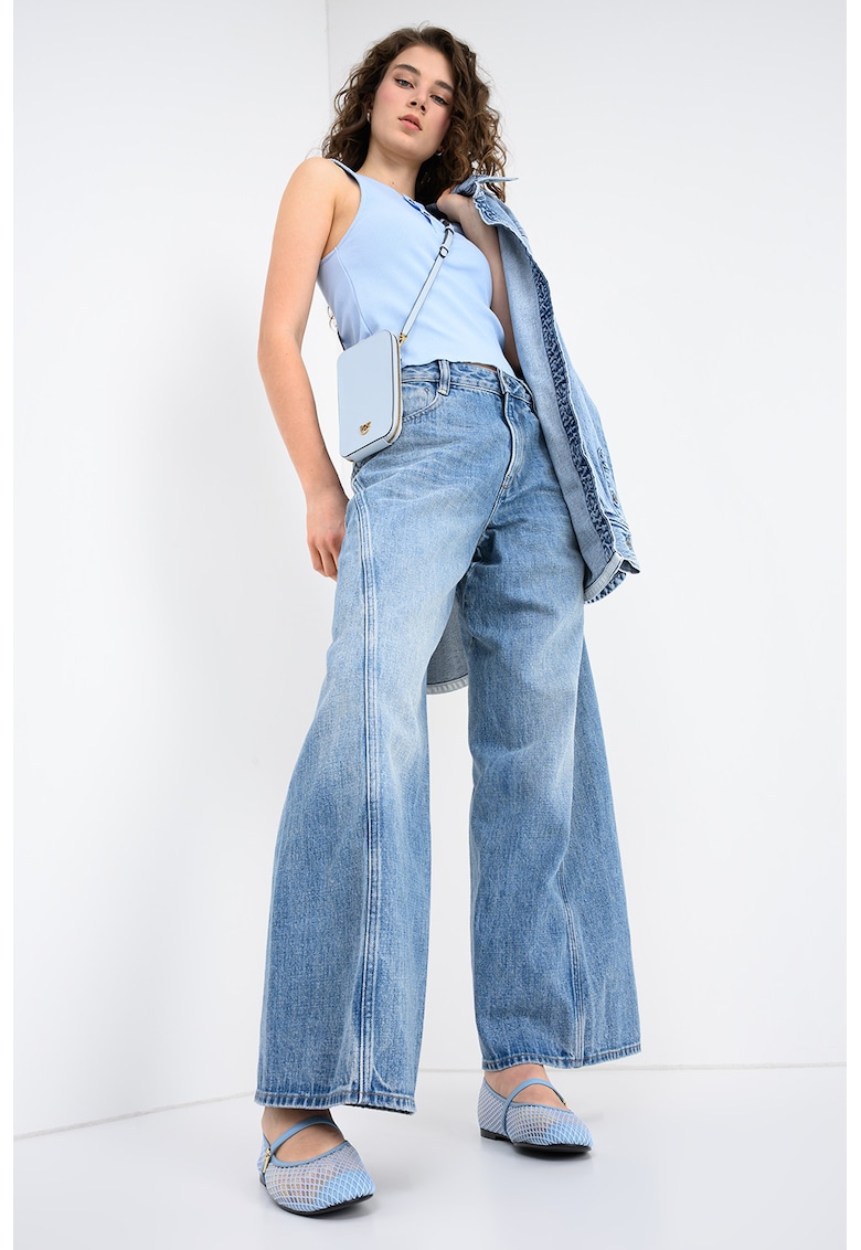 Top crop striat - Albastru deschis