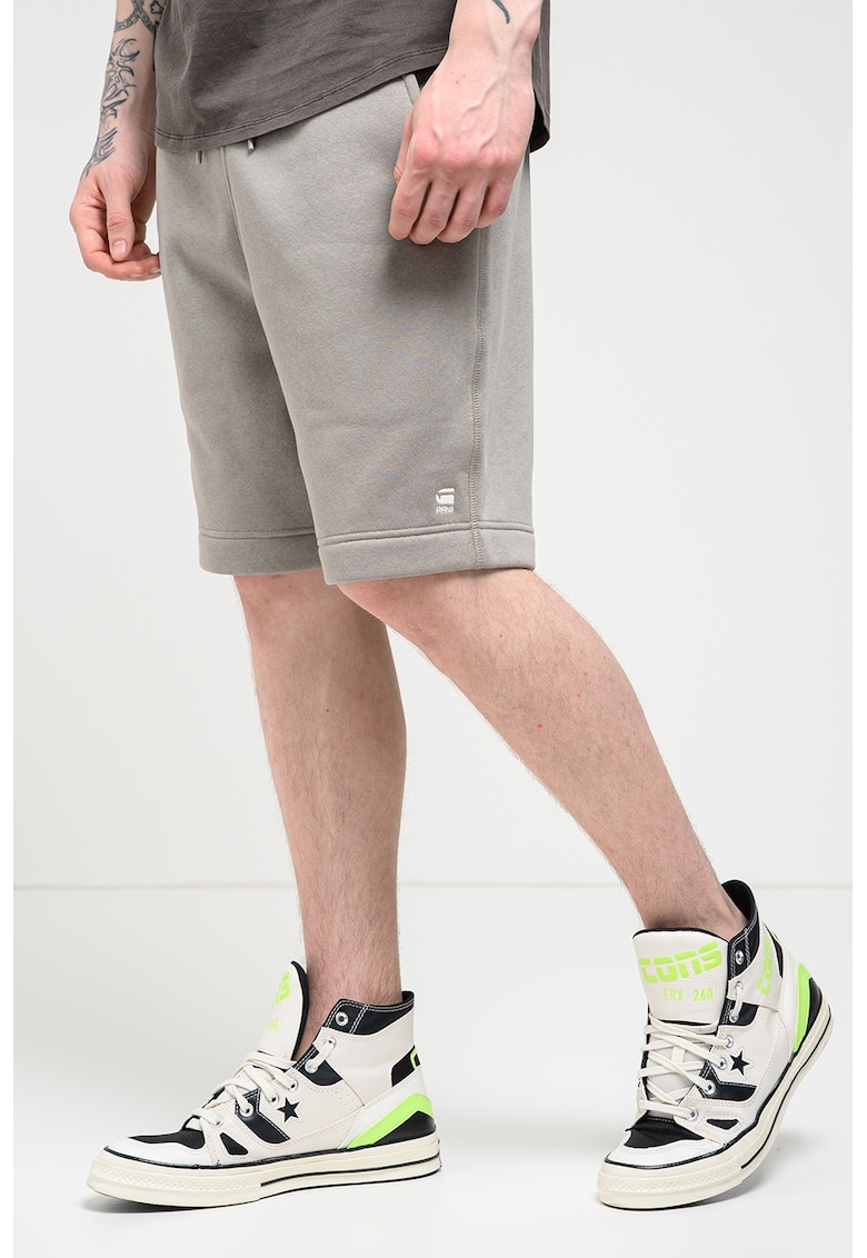 Bermude sport slim fit din amestec de bumbac organic Premium Core - Maro taupe deschis