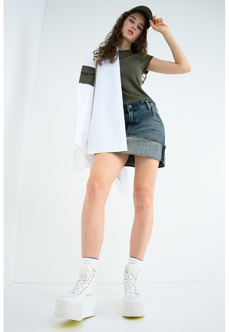 Tricou cu margini valurite - Verde masliniu