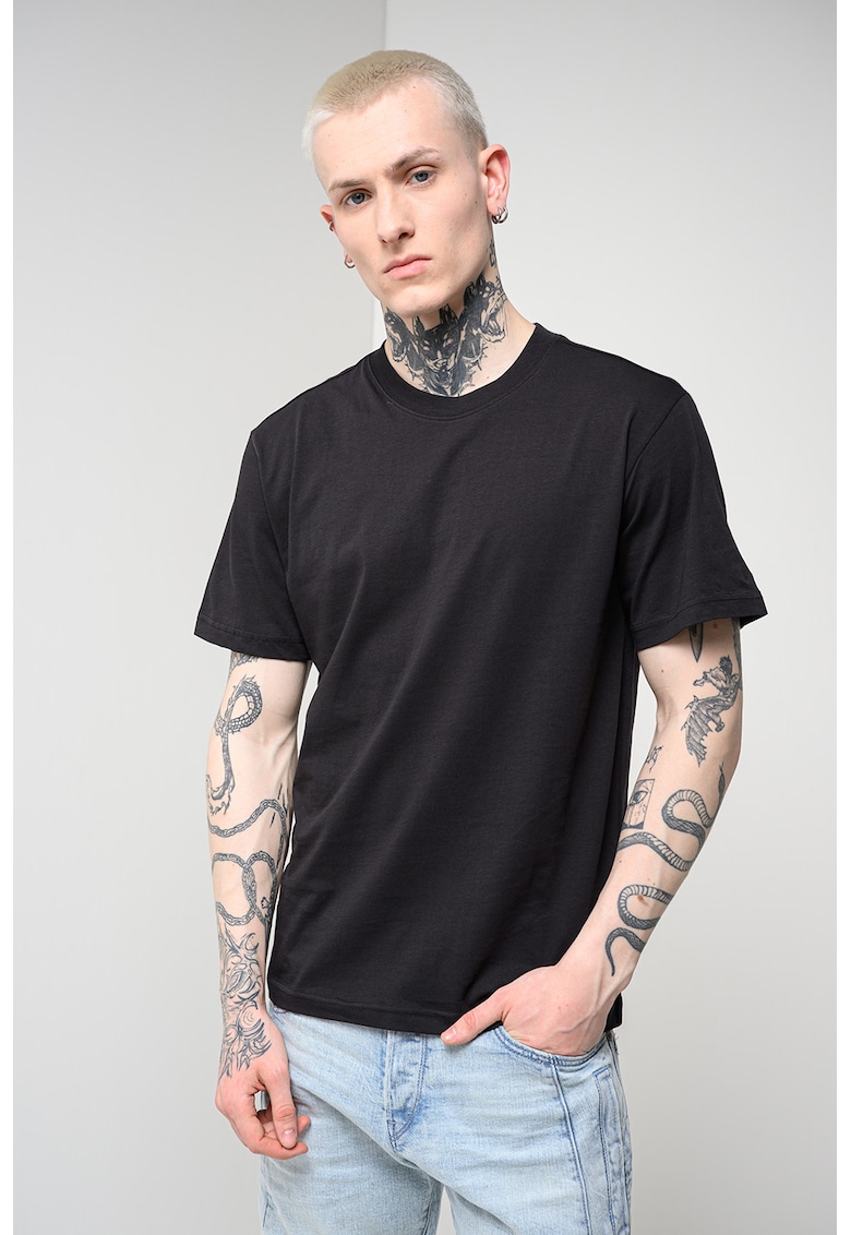 Tricou de bumbac organic cu imprimeu pe spate - Negru