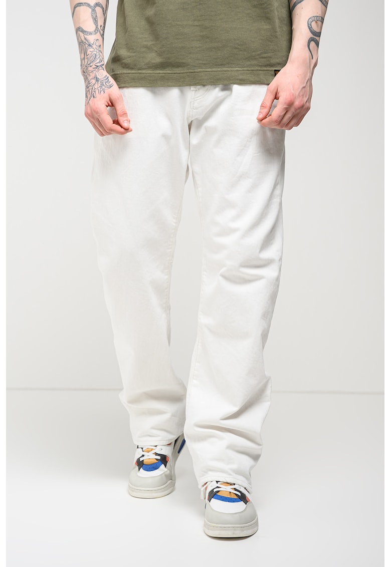 Blugi relaxed fit cu talie medie - Alb murdar