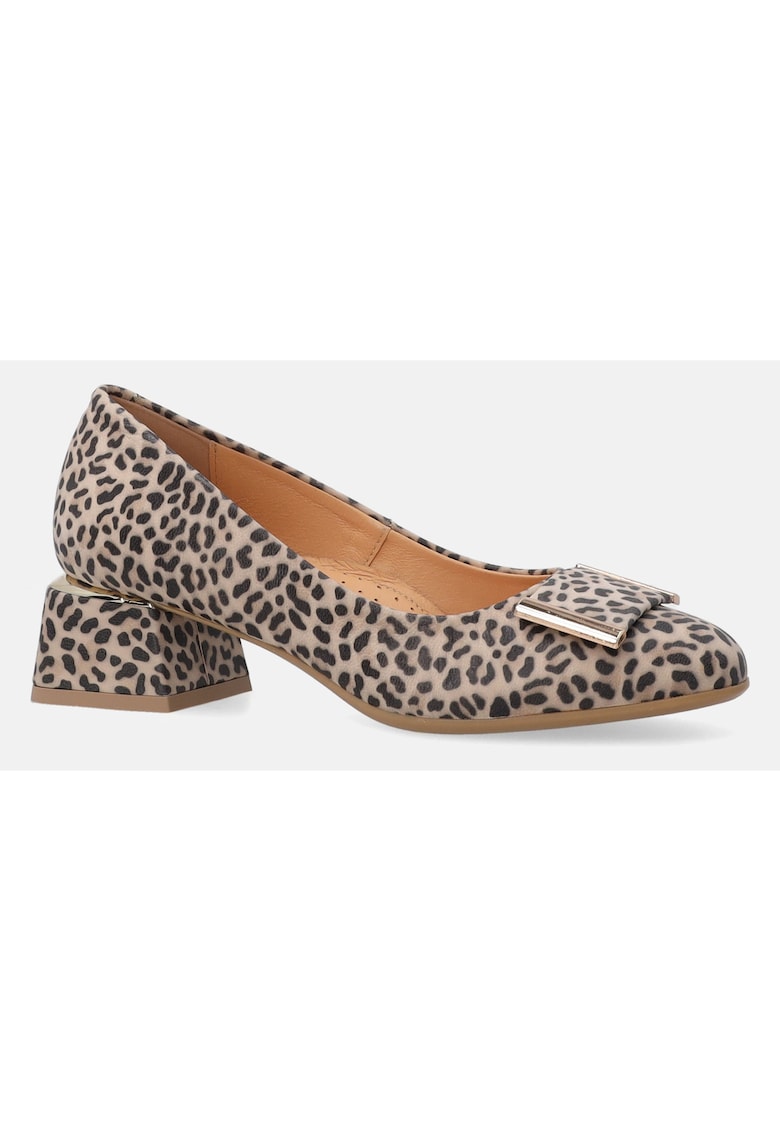 Pantofi din piele intoarsa cu imprimeu leopard