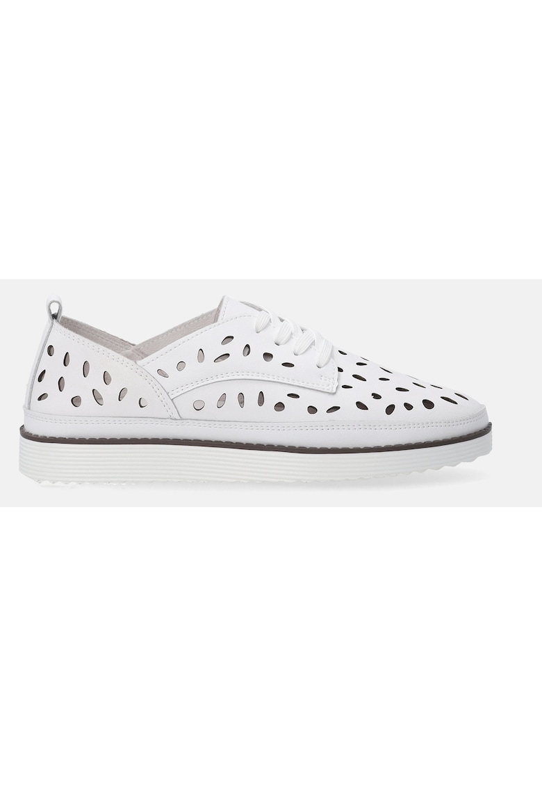 Pantofi sport din piele uni cu model perforat