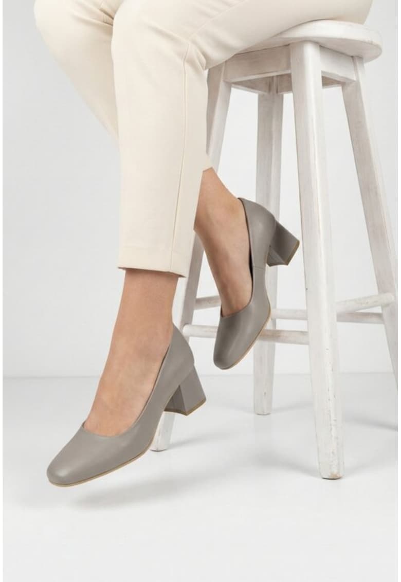 Pantofi dama eleganti taupe din piele - Maro taupe
