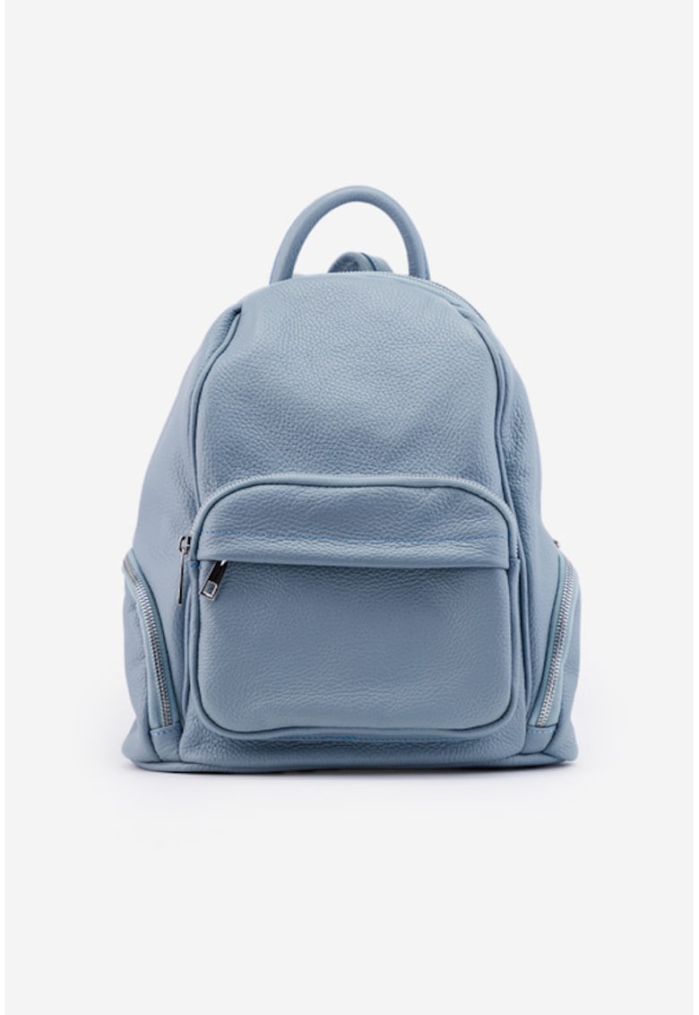 Rucsac dama bleu din piele cu buzunare