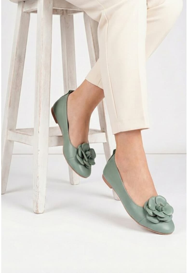 Balerini dama verzi cu ornament floare - Verde deschis
