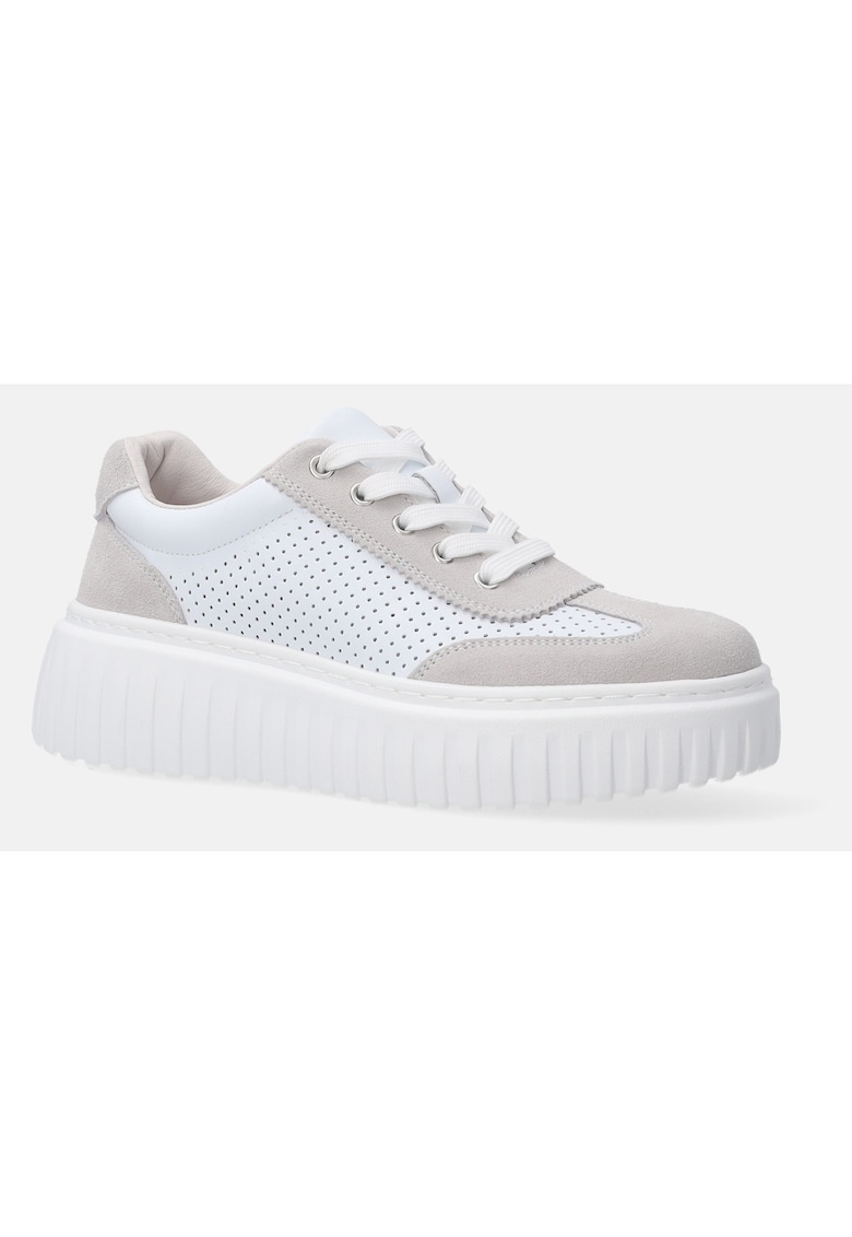 Pantofi sport din piele cu garnituri de piele intoarsa si talpa flatform