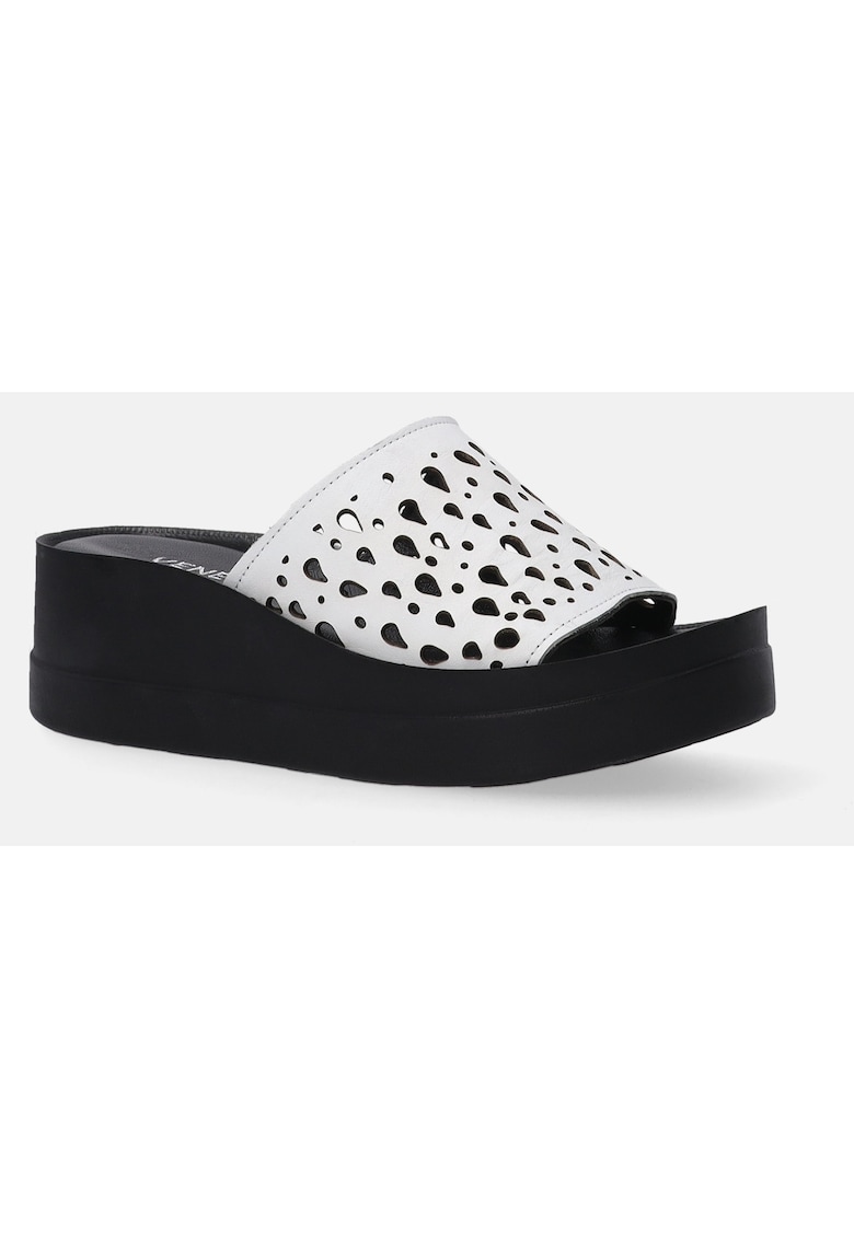 Papuci cu talpa inalta wedge si model ajurat