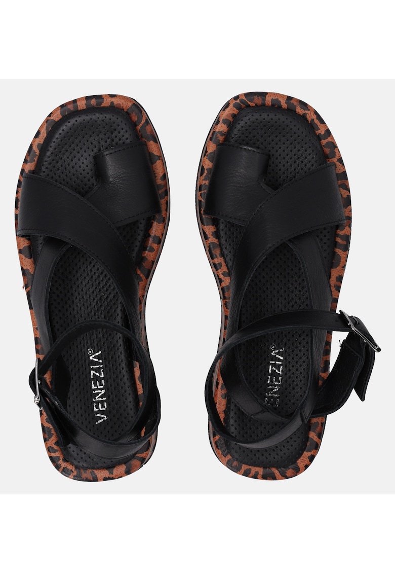 Sandale n din piele cu talpa imprimata -
