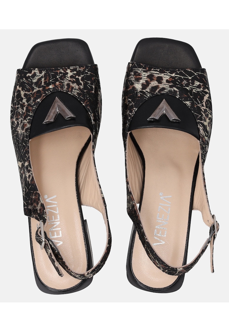 Sandale din nubuc cu animal print