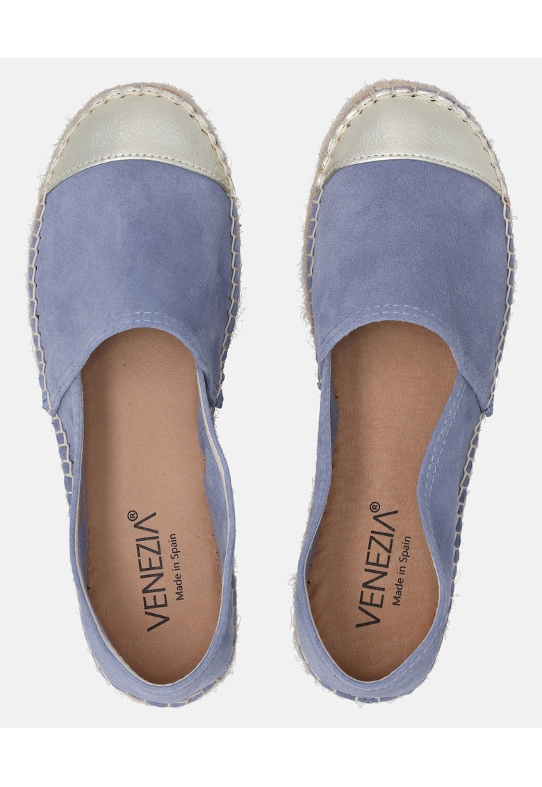 Espadrile din piele intoarsa cu insertii din piele