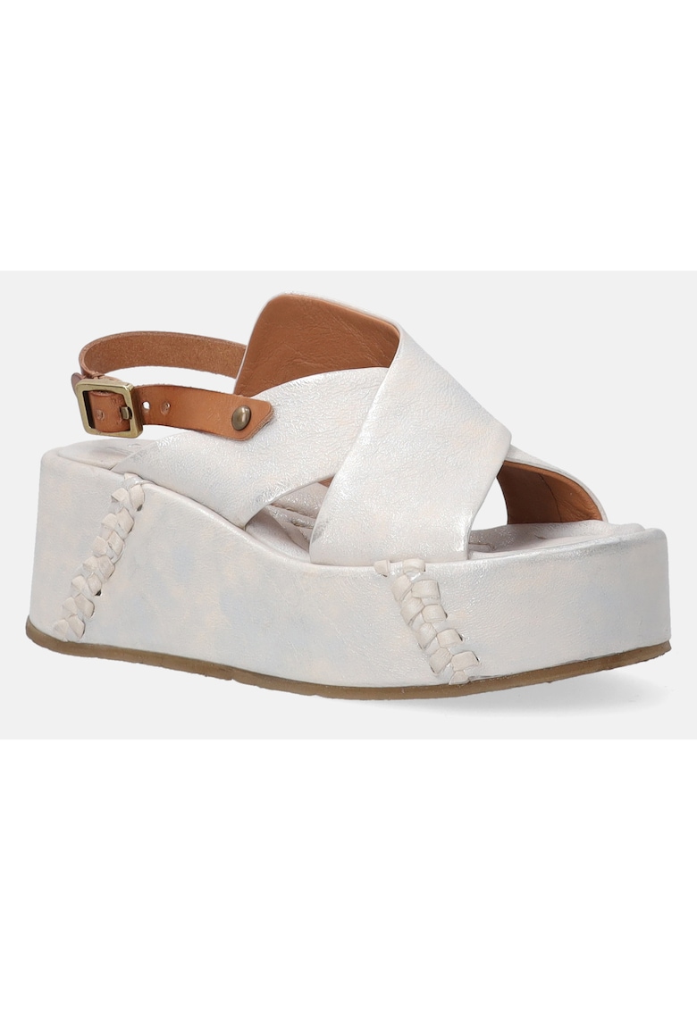 Sandale din piele cu talpa wedge si aspect masiv