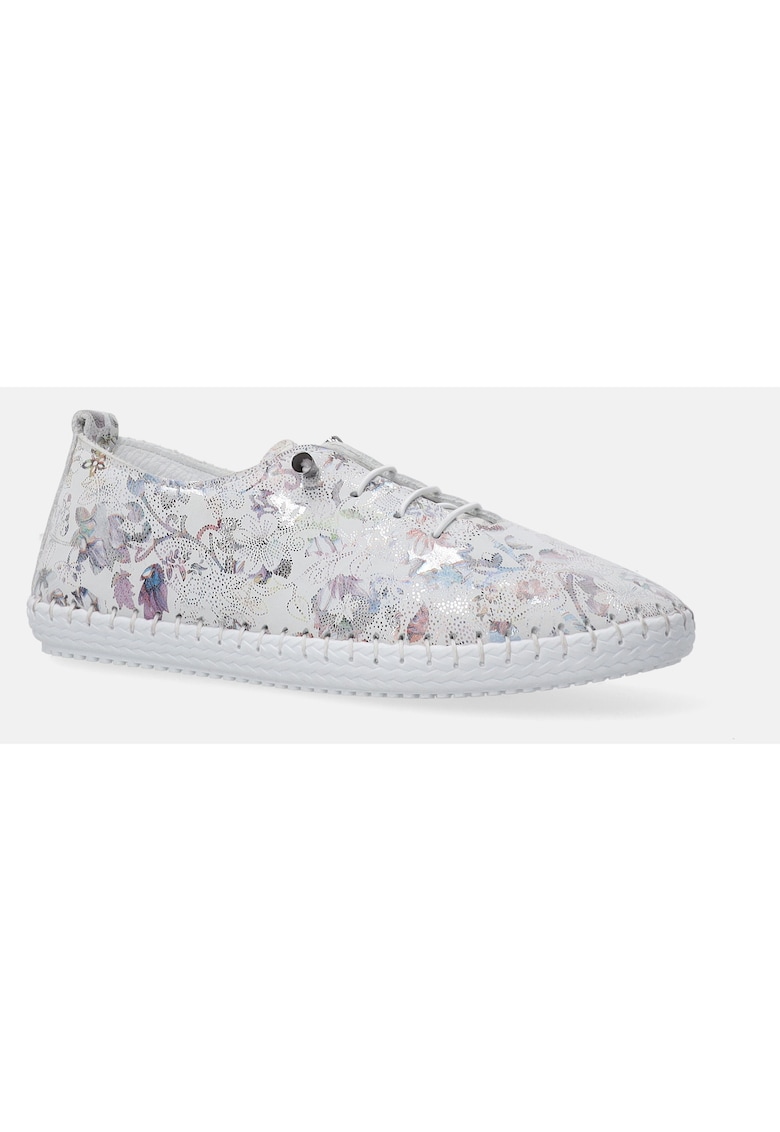 Pantofi sport din piele cu model si sireturi
