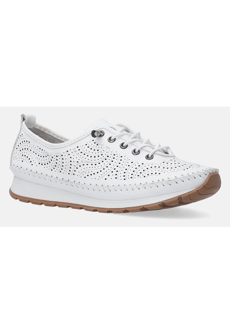 Pantofi sport de piele cu platforma si perforatii