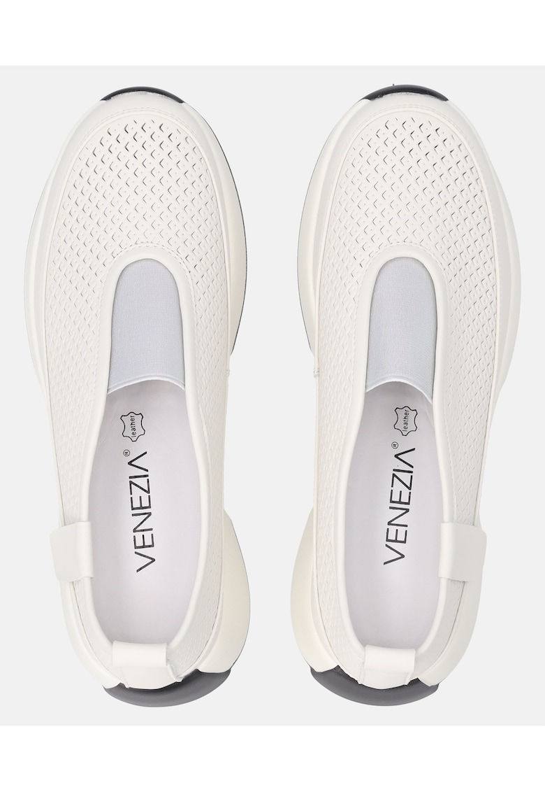 Pantofi sport de piele slip on cu platforma