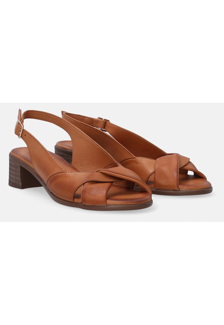 Sandale slingback din piele cu nod decorativ