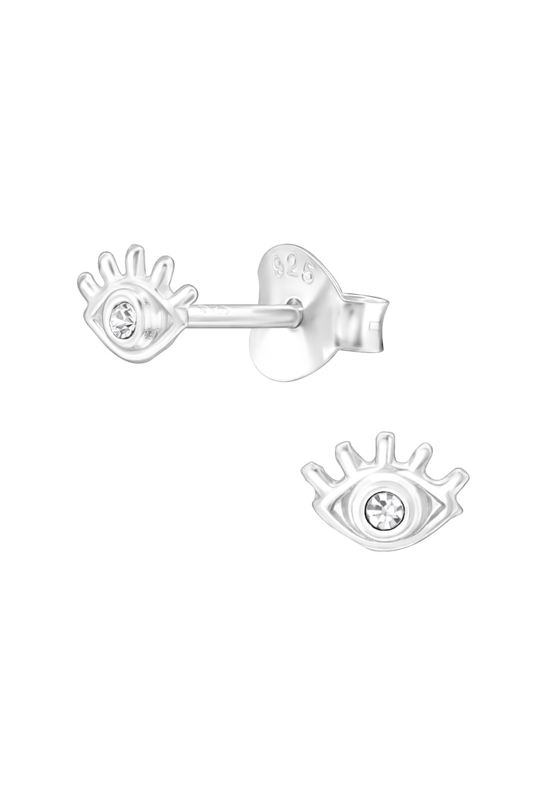 Cercei din Argint 925 cu Ochi și Zirconiu - Design Minimalist - Dimensiuni 5x4mm - Tip Surub