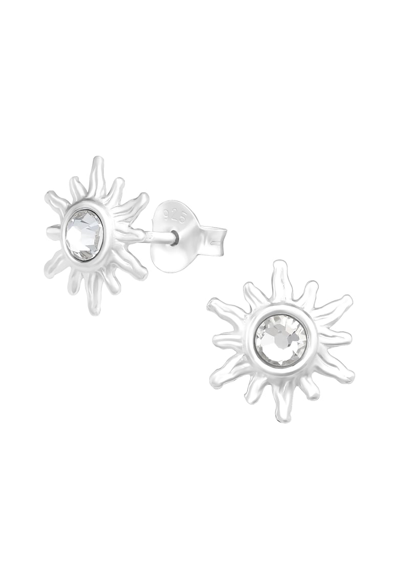 Cercei din Argint 925 cu Soare și Cristale - 10x10mm - hipoalergenici