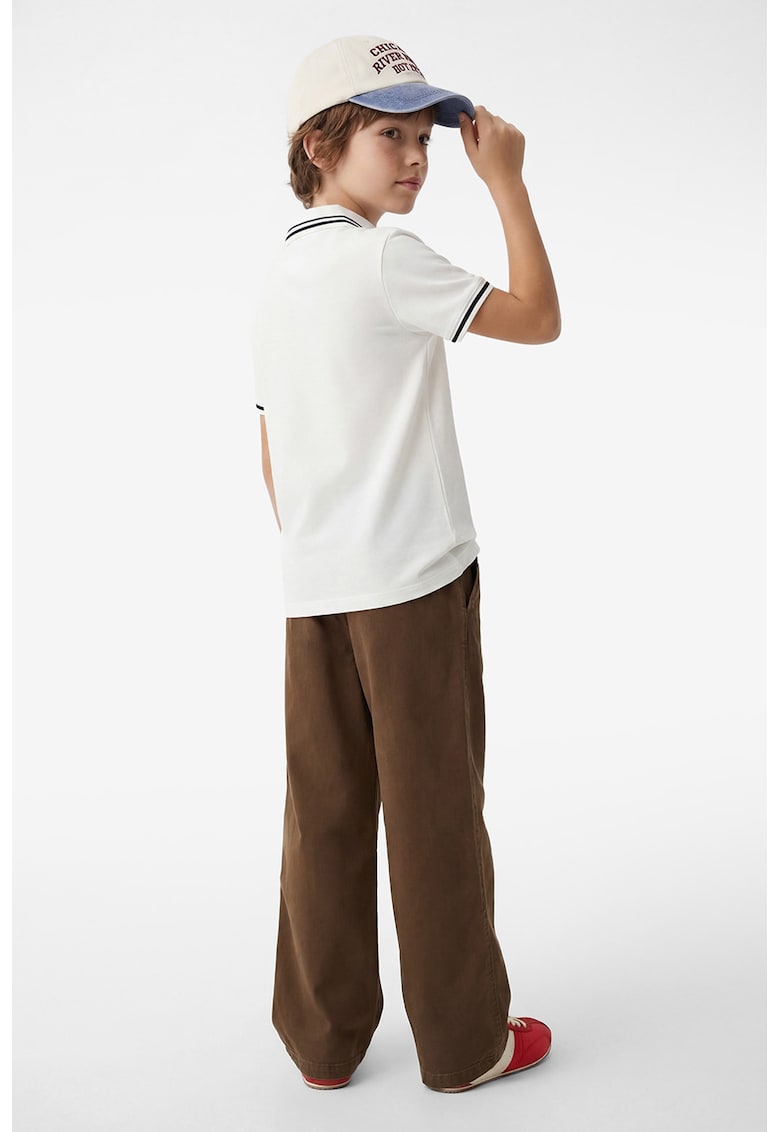 Tricou polo cu fermoar scurt - Alb
