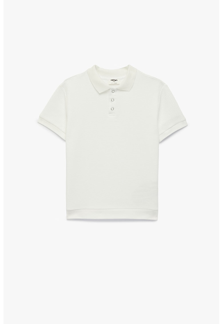 Tricou polo cu fenta cu capse - Alb