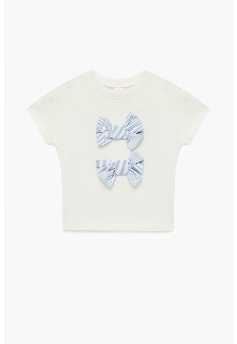 Tricou de bumbac cu funde - Alb