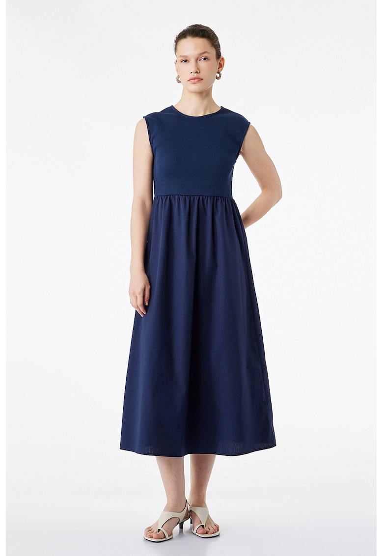 Rochie midi din amestec de bumbac - Albastru ultramarin