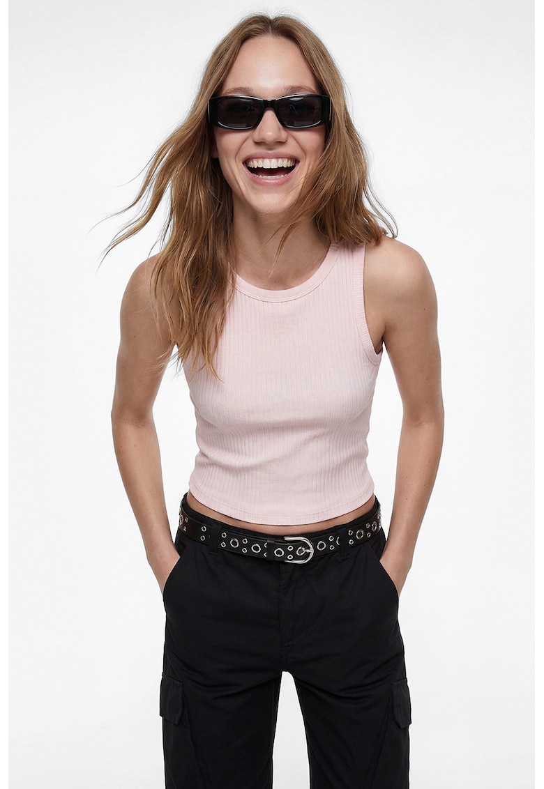 Top crop striat - Roz pastel