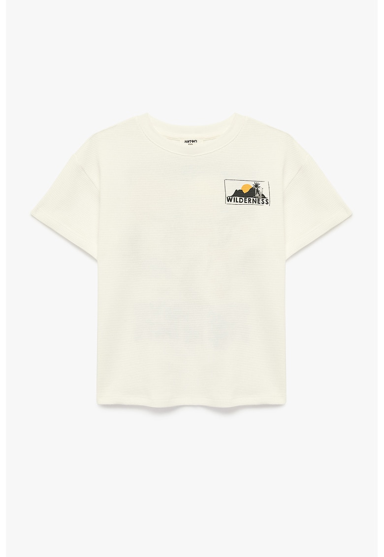 Tricou cu decolteu la baza gatului - din bumbac - Crem