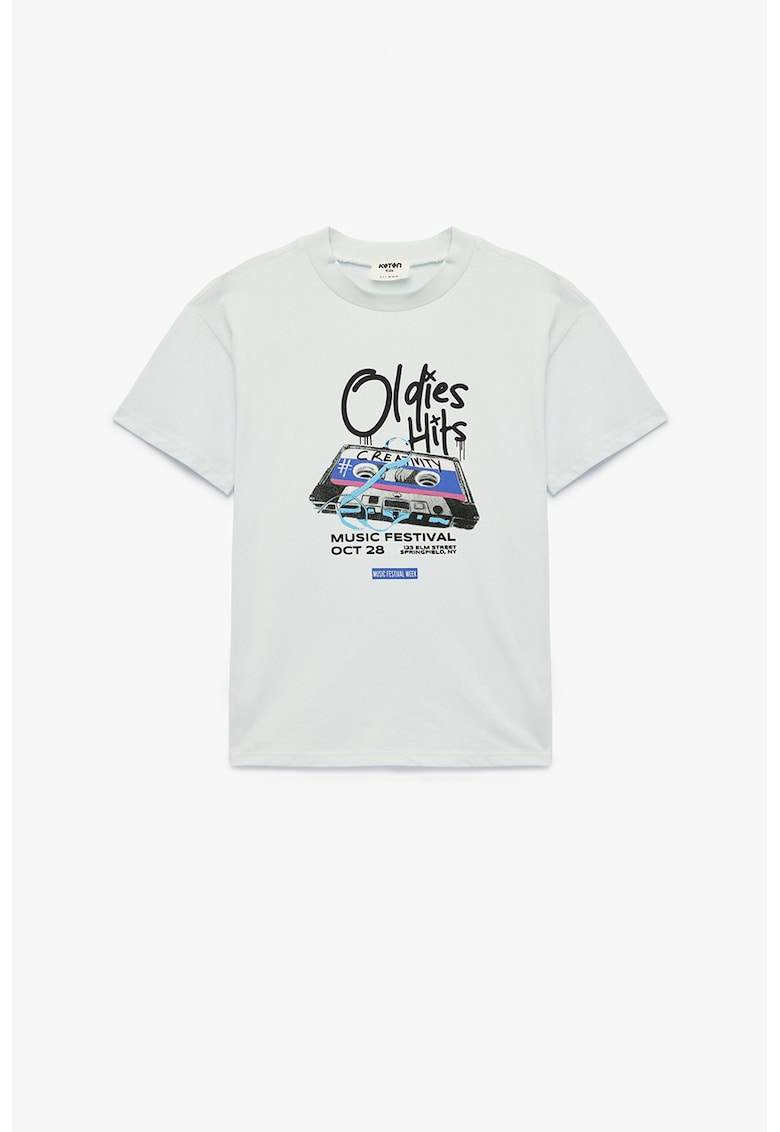 Tricou de bumbac cu imprimeu - Albastru glaciar