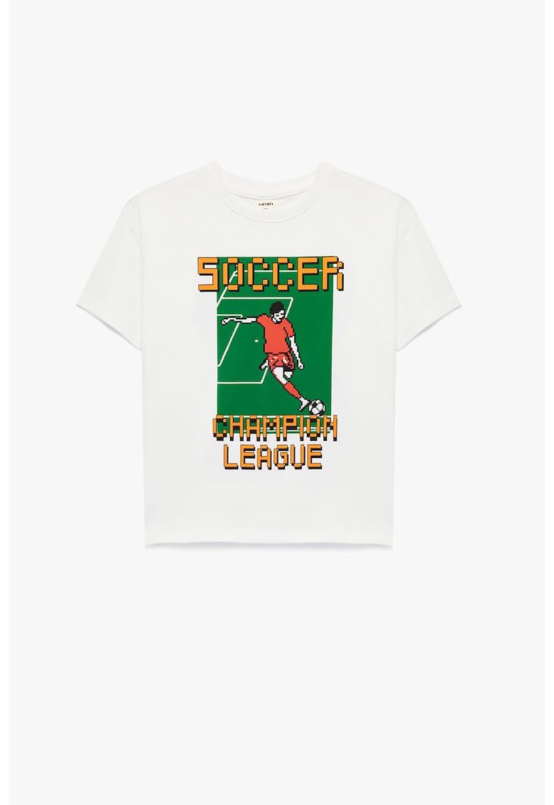 Tricou de bumbac cu imprimeu grafic si text - Alb