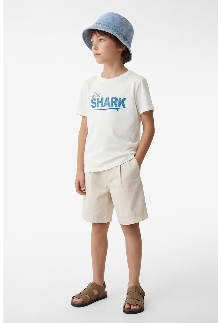 Tricou de bumbac cu imprimeu text - Alb