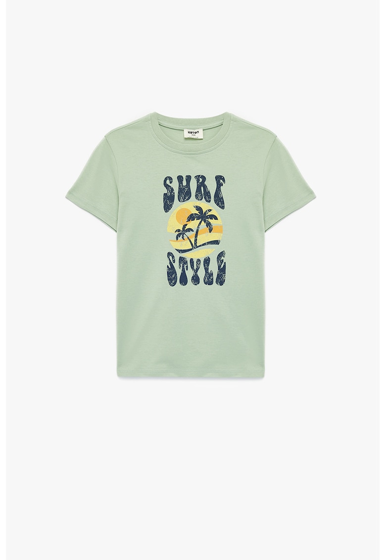 Tricou de bumbac cu imprimeu grafic - Verde pal