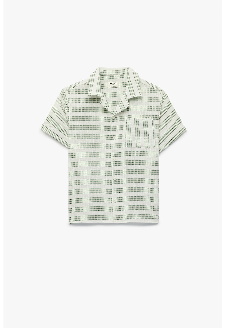 Camasa regular fit in dungi cu nasturi - Verde/Bej deschis