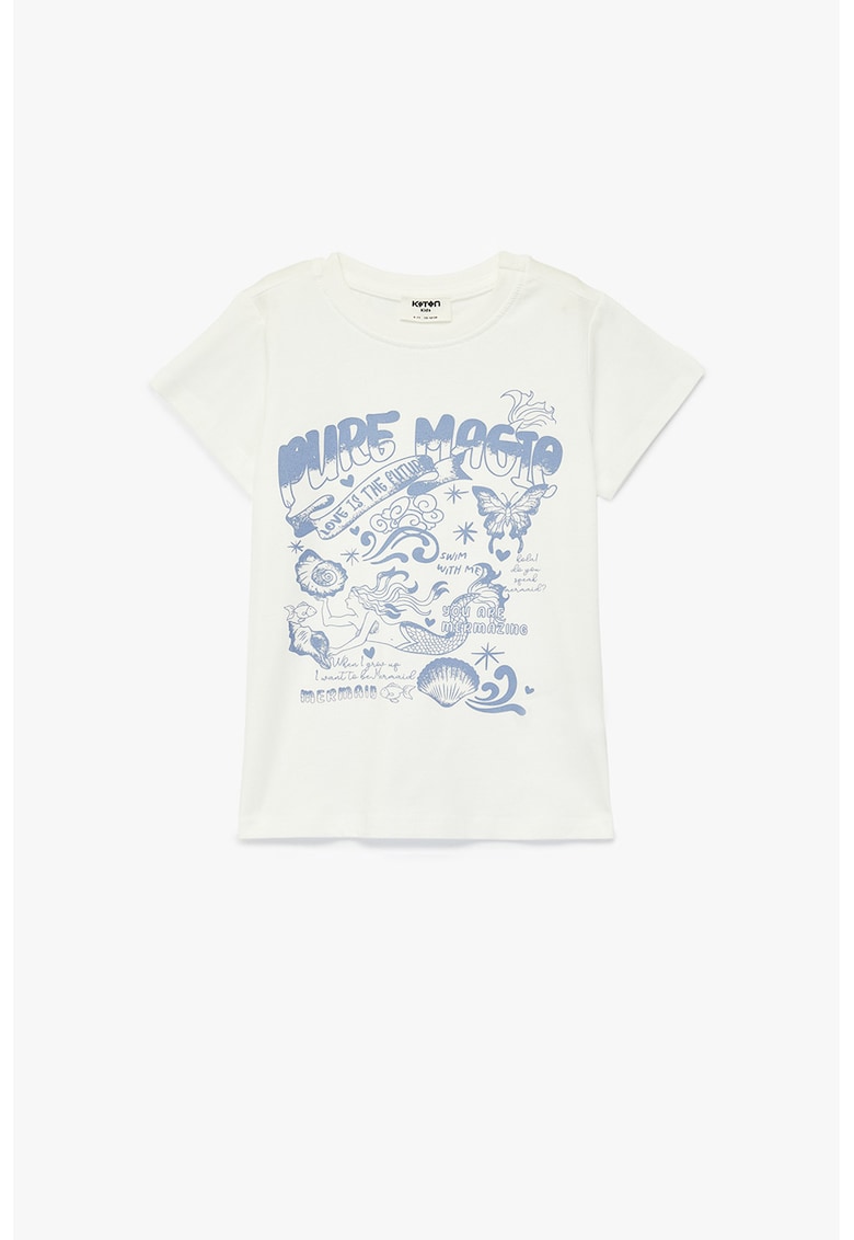 Tricou de bumbac cu imprimeu grafic - Alb