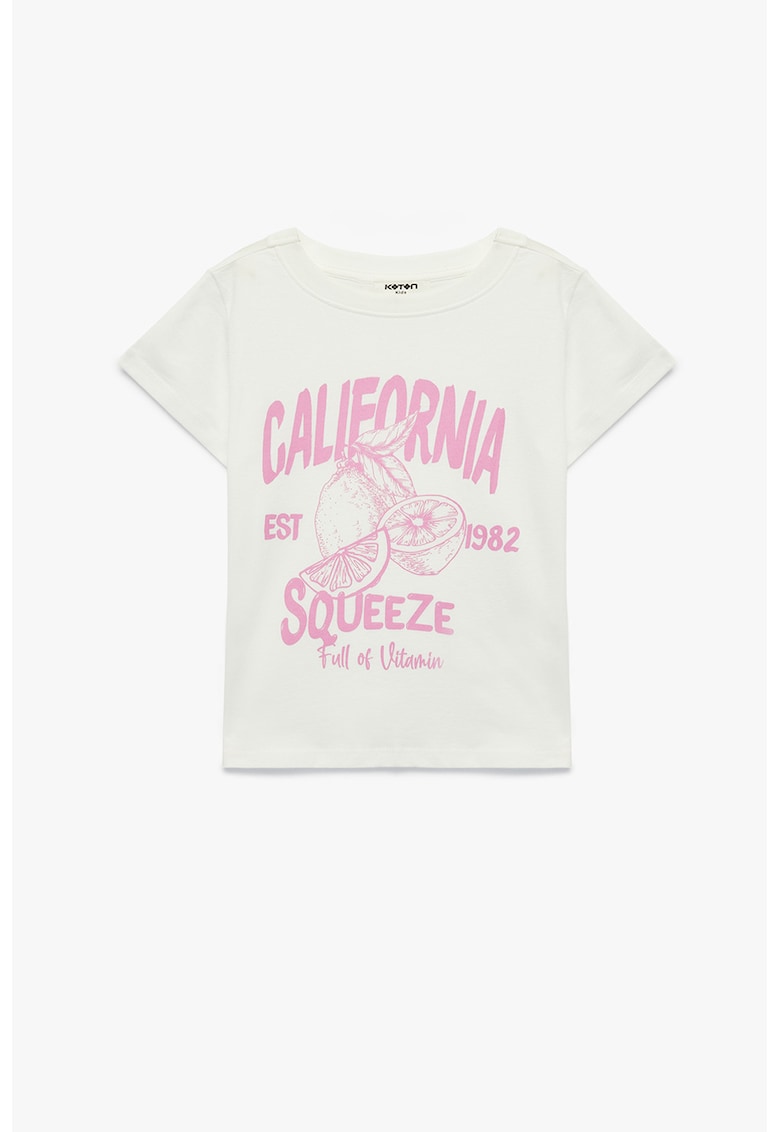 Tricou cu design grafic - Alb