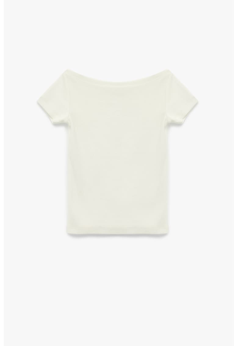 Tricou din amestec de modal cu decolteu barcuta - Alb