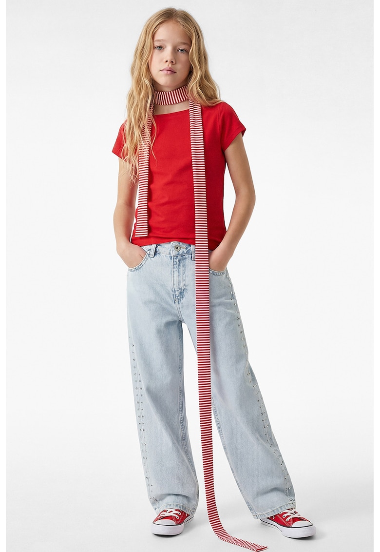 Tricou din amestec de modal cu decolteu barcuta - Rosu
