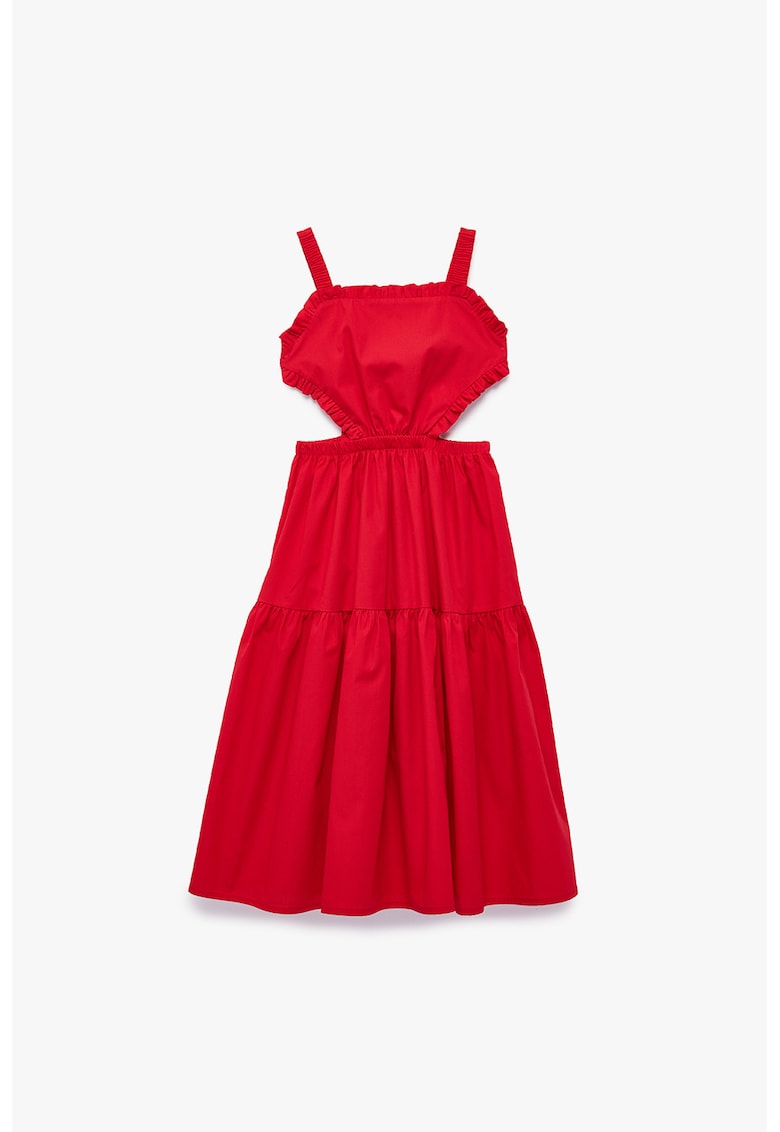 Rochie cu volane si decupaj pe spate - Rosu