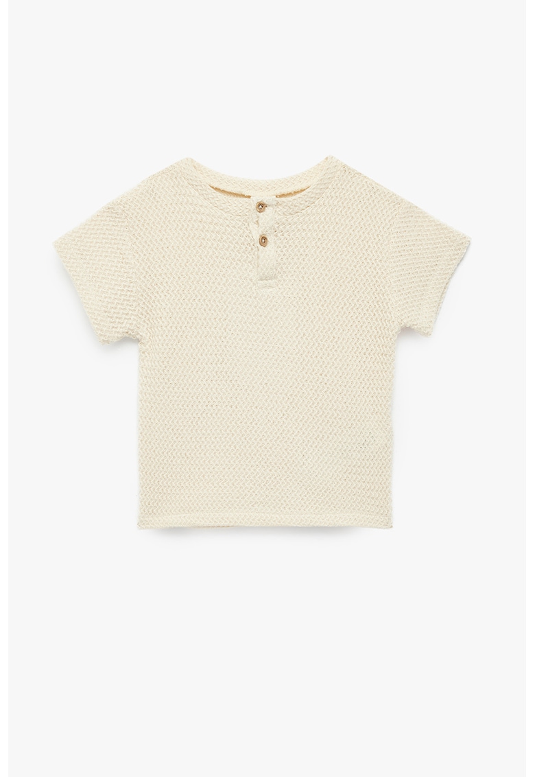Tricou textutrat de bumbac - Crem