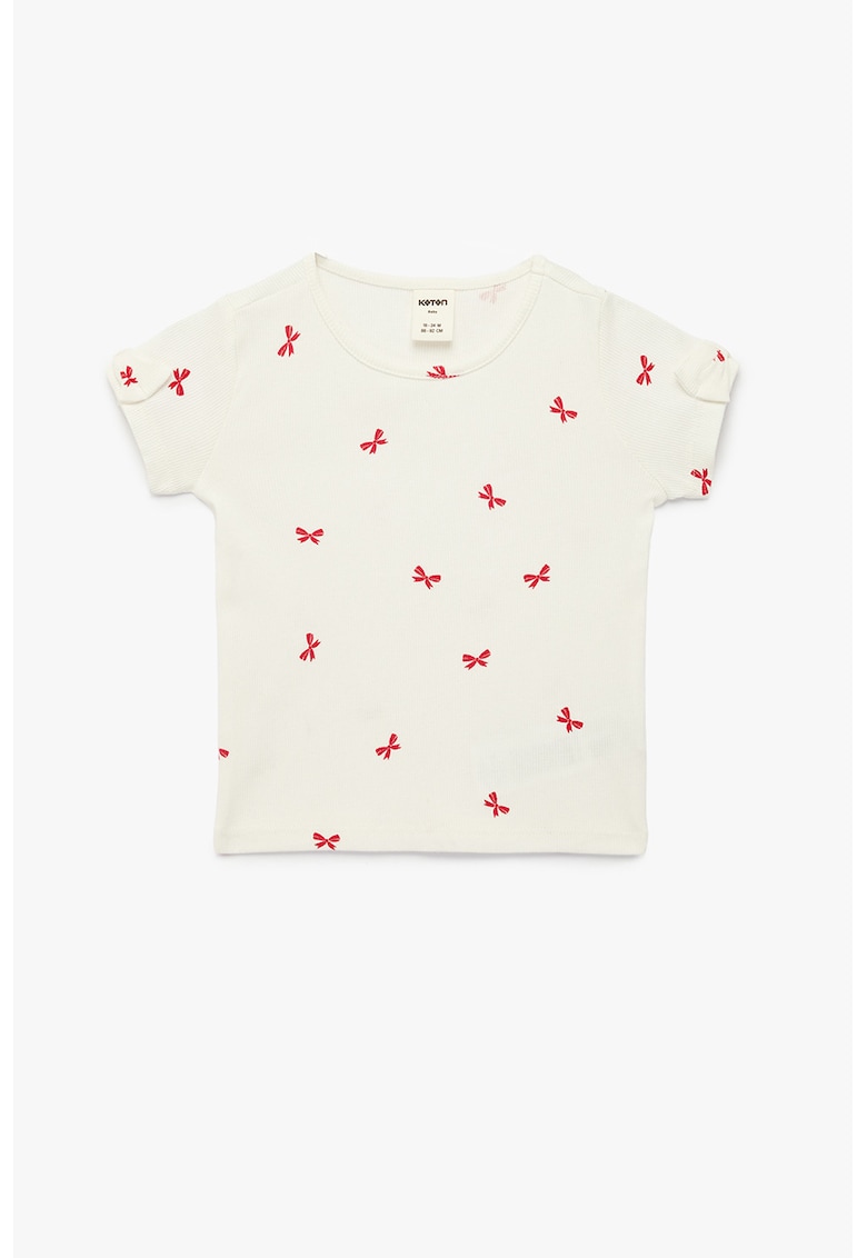 Tricou din amestec de bumbac cu imprimeu - Alb