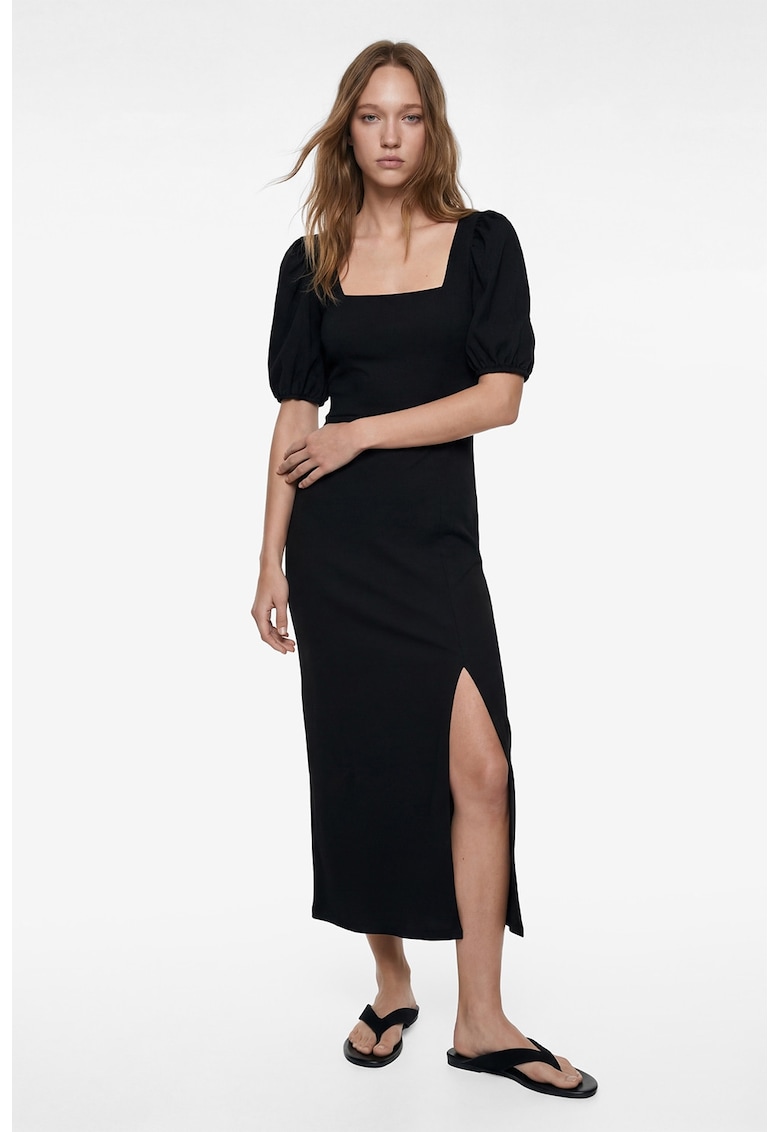 Rochie lunga cu slit - Negru