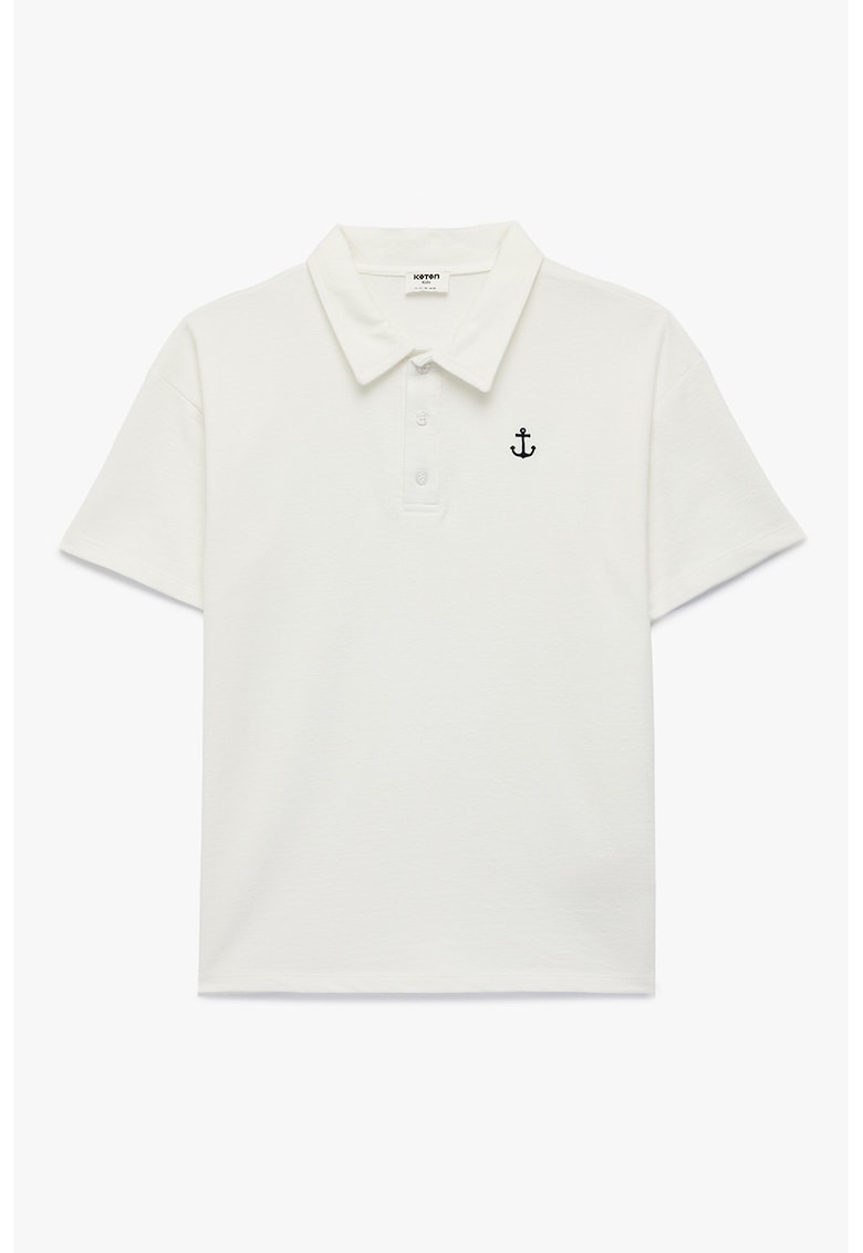 Tricou polo cu broderie discreta - Alb
