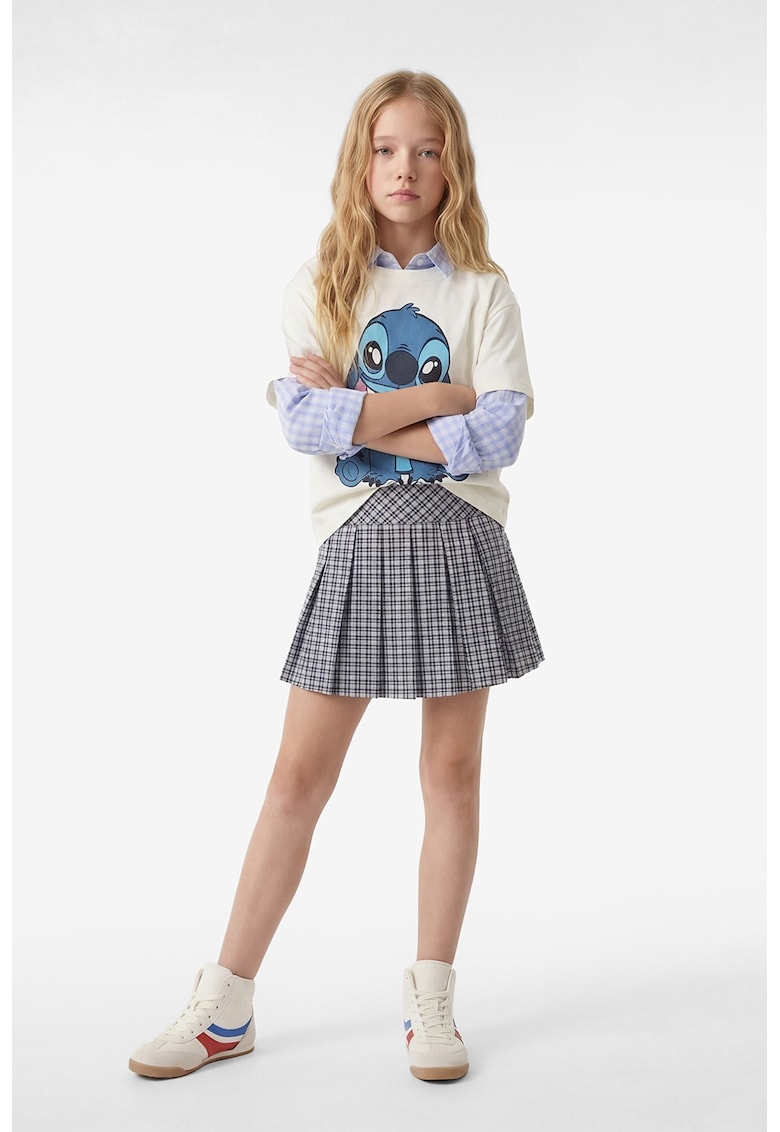 Tricou de bumbac cu imprimeu Stich - Alb/Albastru