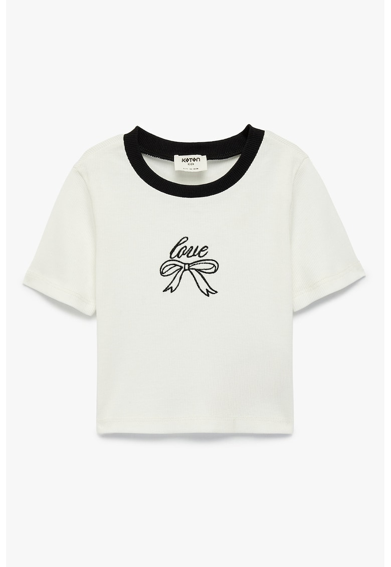 Tricou de bumbac cu detalii contrastante - Alb