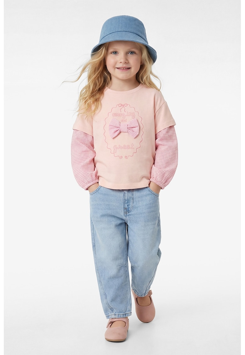 Tricou de bumbac cu funda - Roz pal