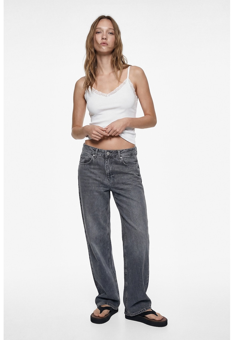 Top slim fit cu bretele subtiri - Alb