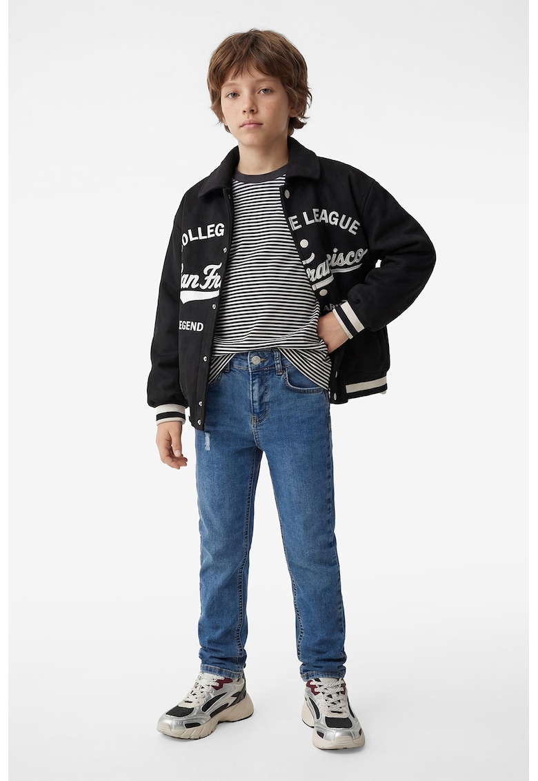 Blugi regular fit cu aspect deteriorat - Albastru denim