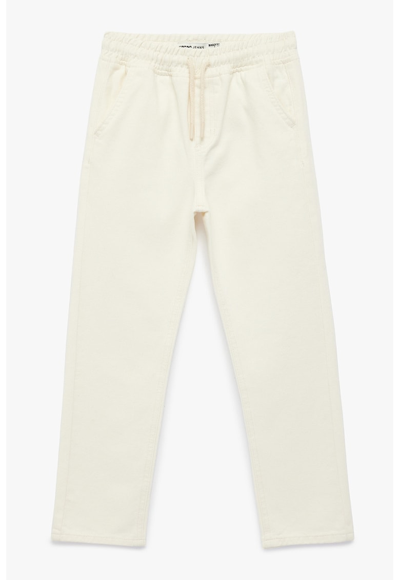 Pantaloni relaxed fit cu snururi - Alb