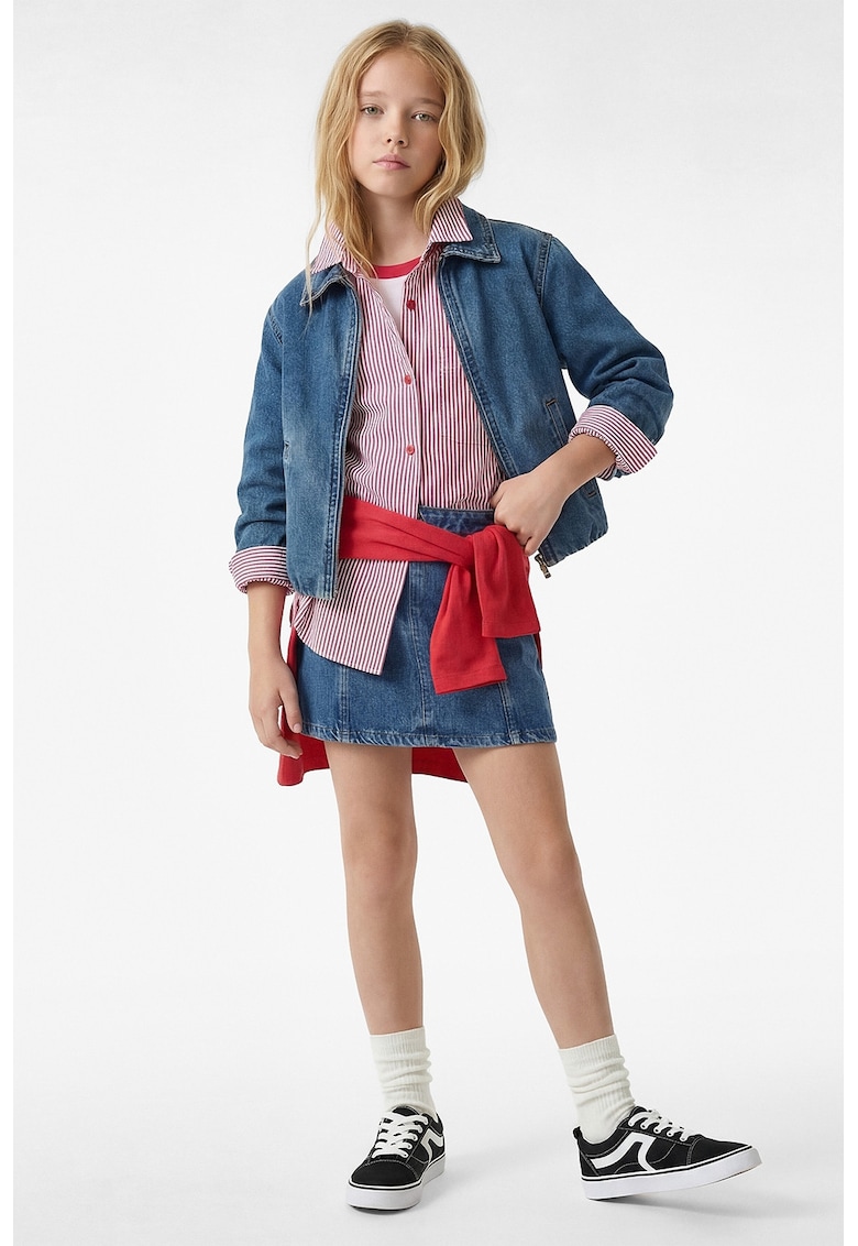 Fusta scurta din denim - Albastru melange